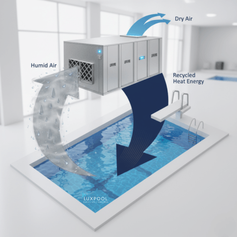 pool condensation and dehumidfication. how this process work a complete guide by luxpool