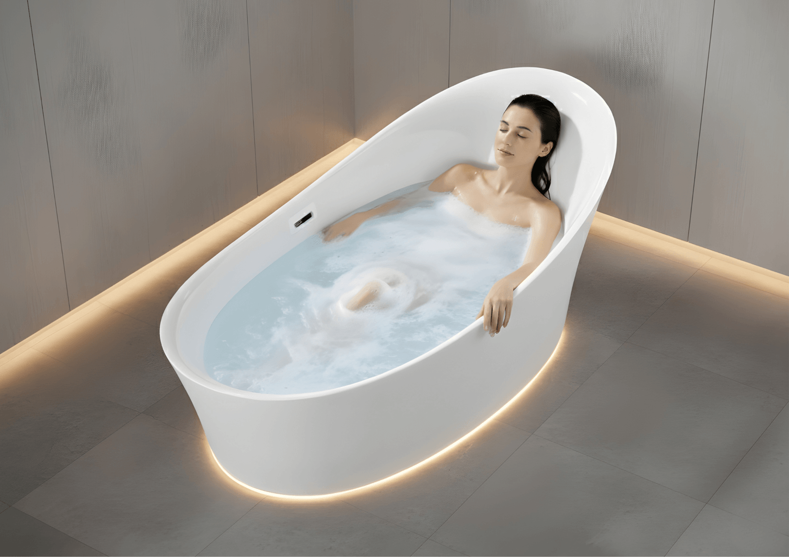 a lady taking bath in a oxypool by luxpool