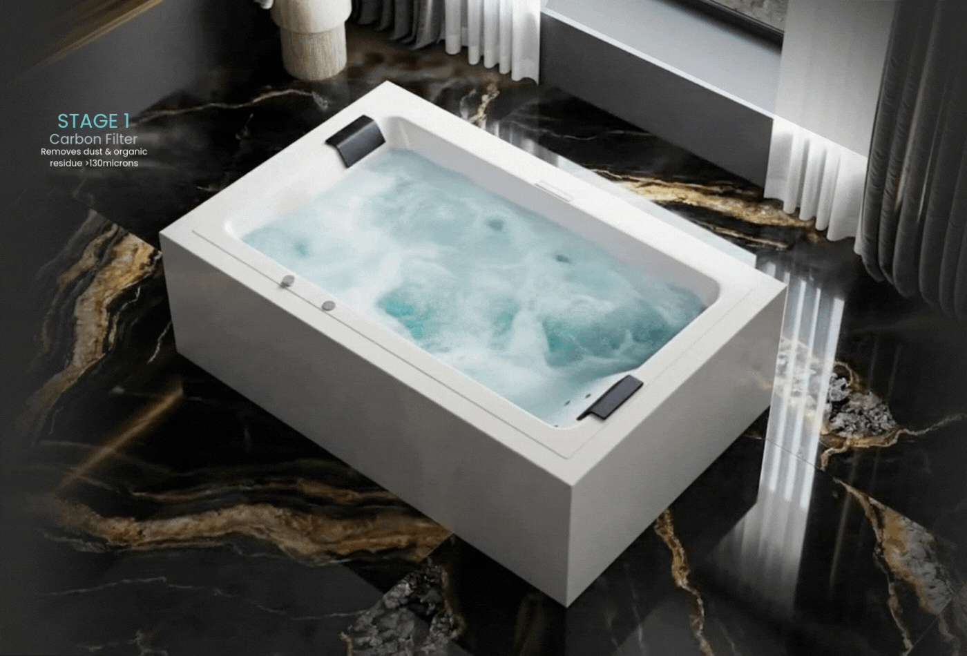 WORLD FIRST FILTRATION HYDRO WHIRLPOOL BY LUXPOOL AND FILTRATION STAGES