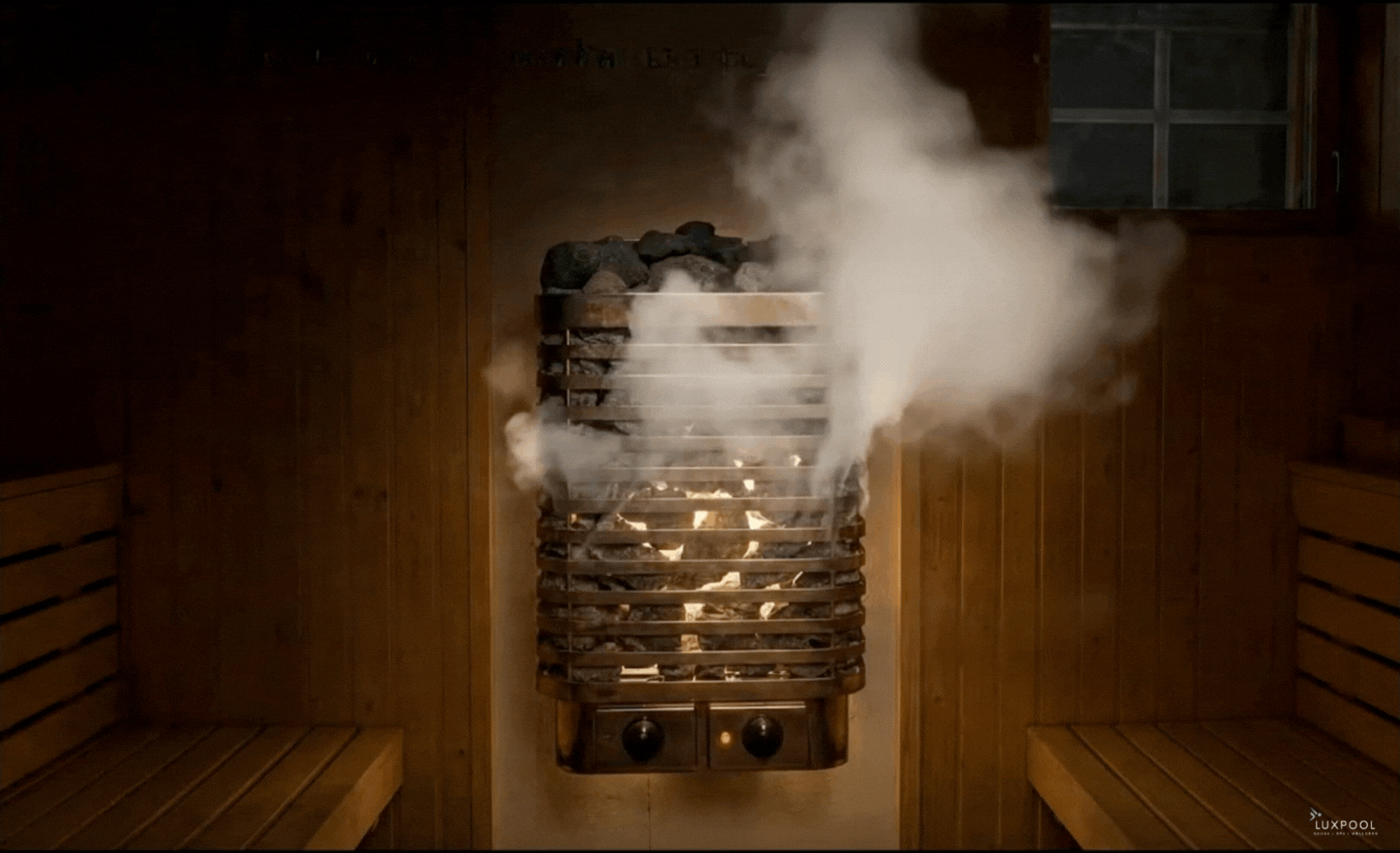 steam coming out of a luxpool sauna stove