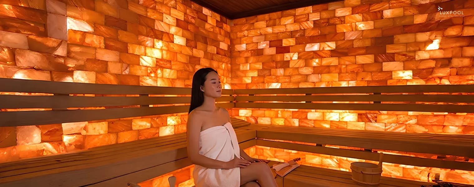 Himalayan salt wall for a sauna