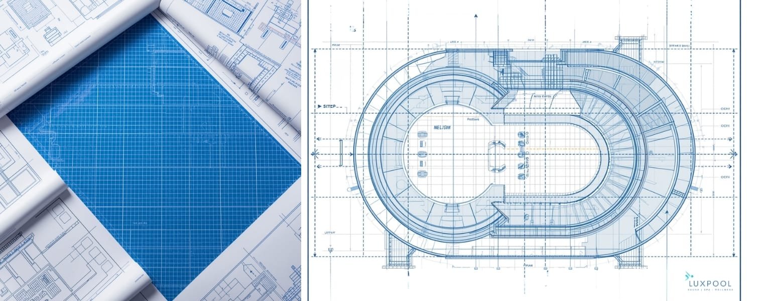 design in 2d and 3d of a pool by luxpool